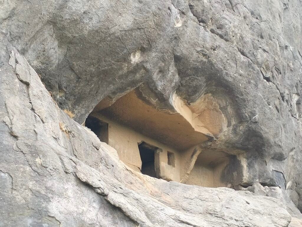 Ancient Buddhist rock-cut cave on Shivneri hill