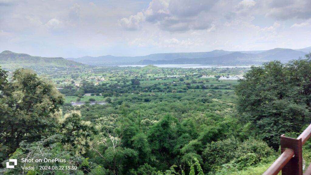 View of green Junnar valley from the top of Shivneri Fort