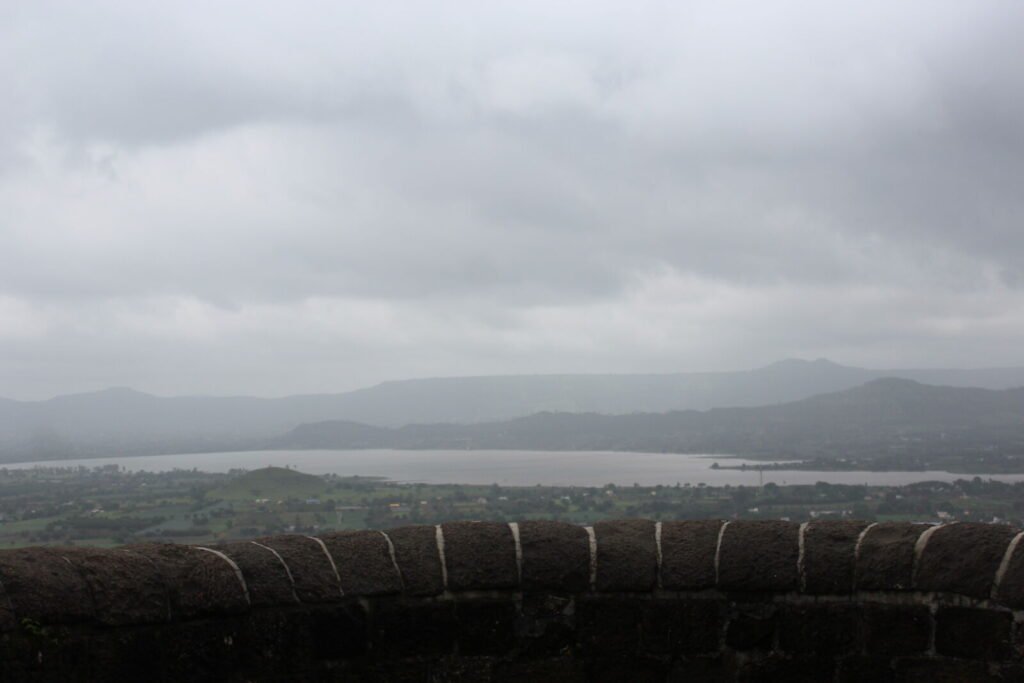 Stone fortification walls of Shivneri Fort